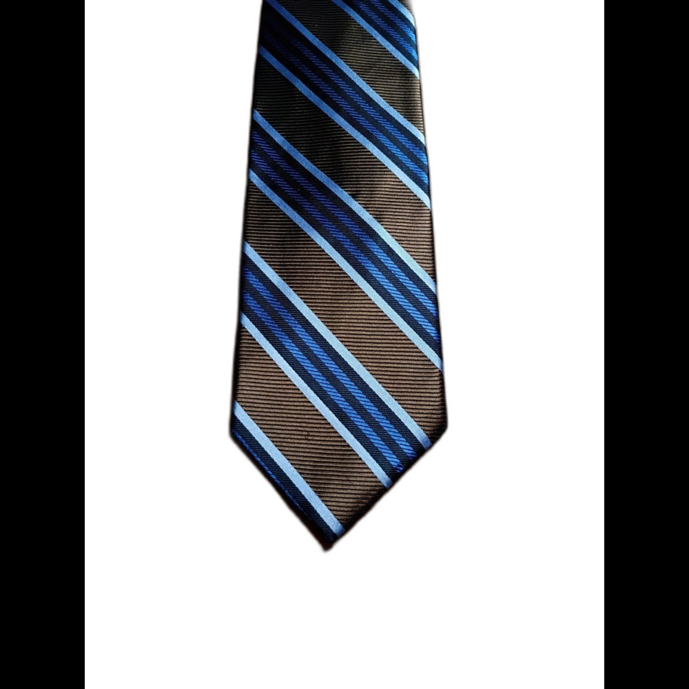Johnston & Murphy Brown Blue Striped Silk Tie